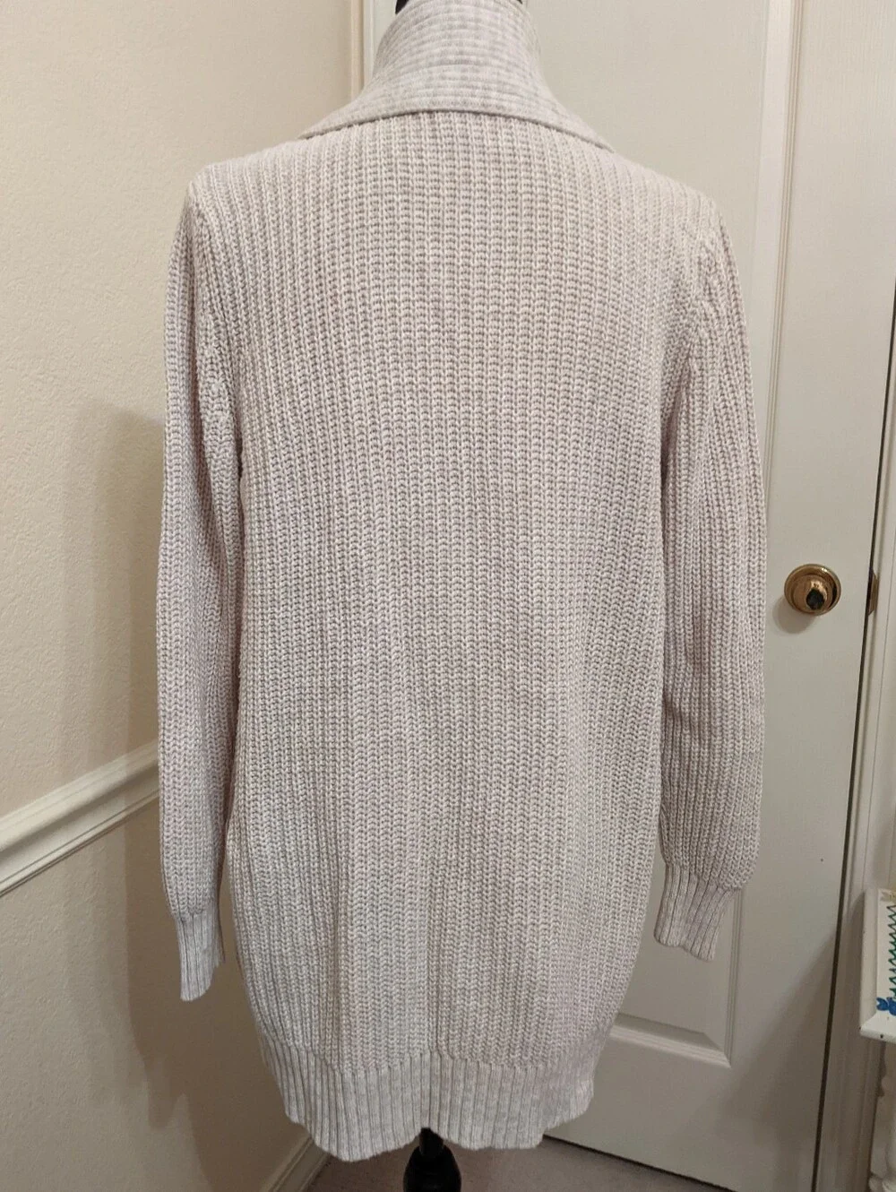 Old Navy Cardicoat Sweater Wheat Open Front Cotton Blend Size Large